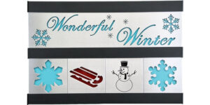 Winter/Sled/Snowman 2 Row w/Black Frame