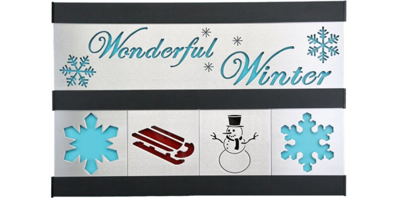 Winter/Sled/Snowman 2 Row w/Black Frame