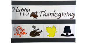Thanksgiving/Leaf/Hat 2 Row w/Black Frame