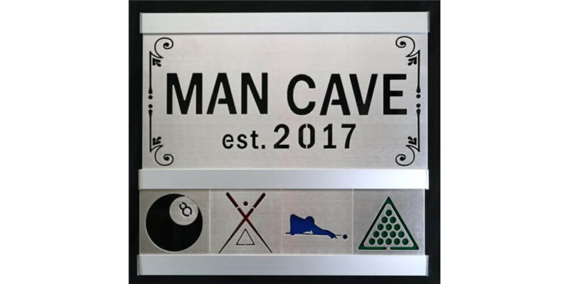 Man Cave Billiards 2 Row w/Silver Frame