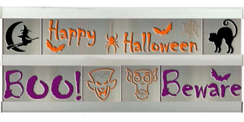 Halloween/Boo/Beware 2 Row w/Silver Frame